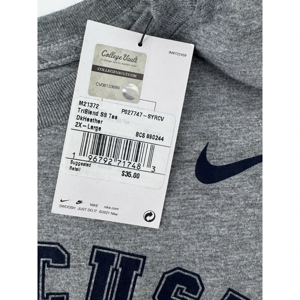 The Nike Tee Syracuse Orange T-Shirt Grey Athletic Men's XXL NWT